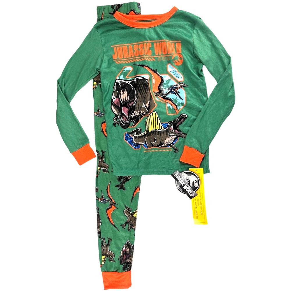 Jurassic World Boys Sz 10 Pajamas Long Sleeve 2pc Polyester Soft NWT